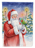 Hahn’s Macaw Parrot with Santa Claus House Flag 28x40 Porch Sleeve Pole Decorative Outside Yard Banner Artwork Wall Hanging, Polyester