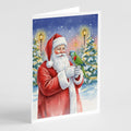 Hahn’s Macaw Parrot with Santa Claus Greeting Cards Pack of 8 Blank Cards with Envelopes Whimsical A7 Size 5x7