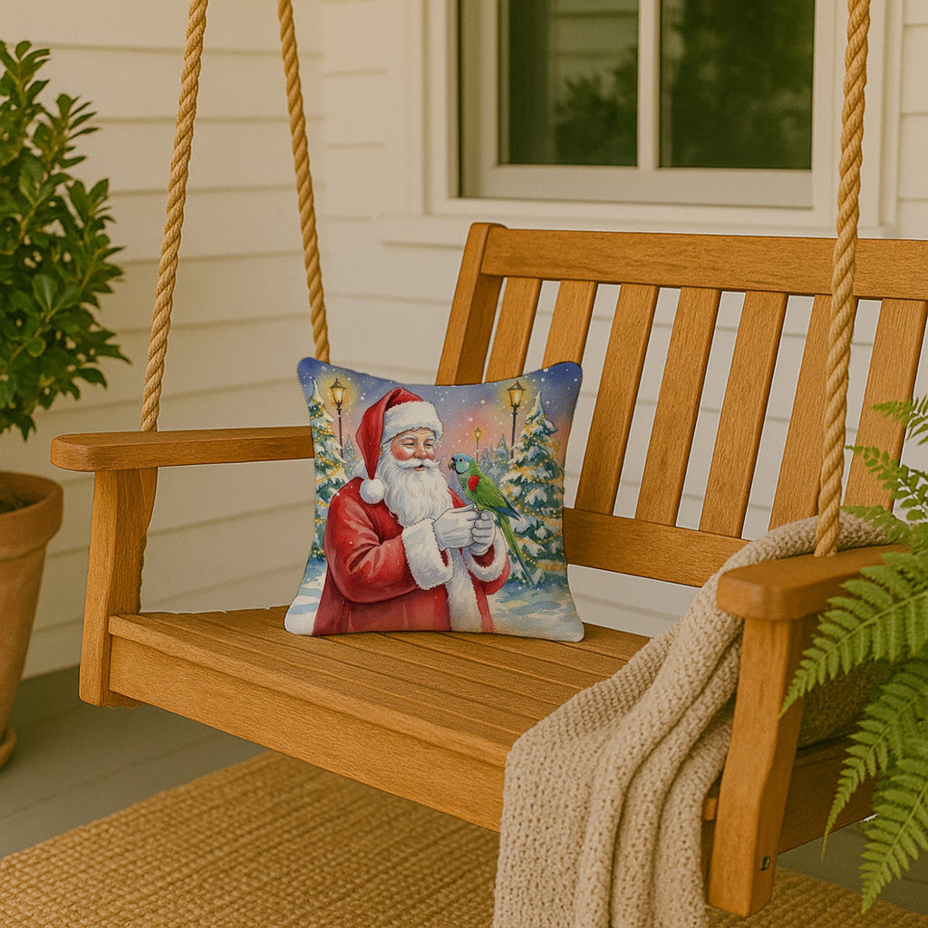 Hahn’s Macaw Parrot with Santa Claus Decorative Throw Pillow 14x14 Indoor Outdoor Accent Cushion, Fabric Cover with Insert for Sofa, Bed, Porch & Living Room