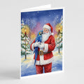 Hyacinth Macaw with Santa Claus Greeting Cards Pack of 8 Blank Cards with Envelopes Whimsical A7 Size 5x7