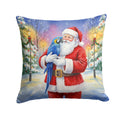 Hyacinth Macaw with Santa Claus Decorative Throw Pillow 14x14 Indoor Outdoor Accent Cushion, Fabric Cover with Insert for Sofa, Bed, Porch & Living Room