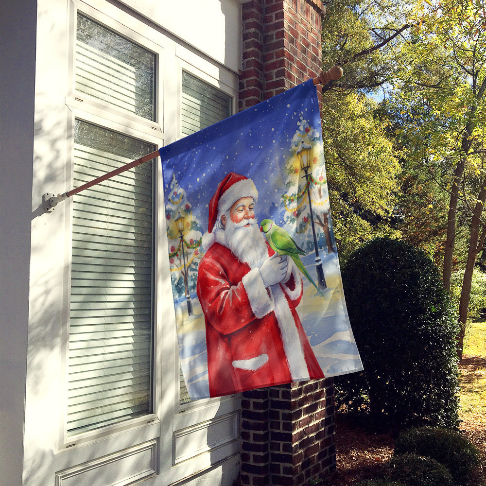 Indian Parakeet with Santa Claus House Flag 28x40 Porch Sleeve Pole Decorative Outside Yard Banner Artwork Wall Hanging, Polyester