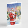 Lorikeet with Santa Claus Greeting Cards Pack of 8 Blank Cards with Envelopes Whimsical A7 Size 5x7