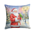 Lorikeet with Santa Claus Decorative Throw Pillow 18x18 Indoor Outdoor Accent Cushion, Fabric Cover with Insert for Sofa, Bed, Porch & Living Room