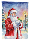 Lovebird with Santa Claus House Flag 28x40 Porch Sleeve Pole Decorative Outside Yard Banner Artwork Wall Hanging, Polyester