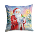 Lovebird with Santa Claus Decorative Throw Pillow 14x14 Indoor Outdoor Accent Cushion, Fabric Cover with Insert for Sofa, Bed, Porch & Living Room