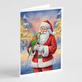 Male Eclectus with Santa Claus Greeting Cards Pack of 8 Blank Cards with Envelopes Whimsical A7 Size 5x7