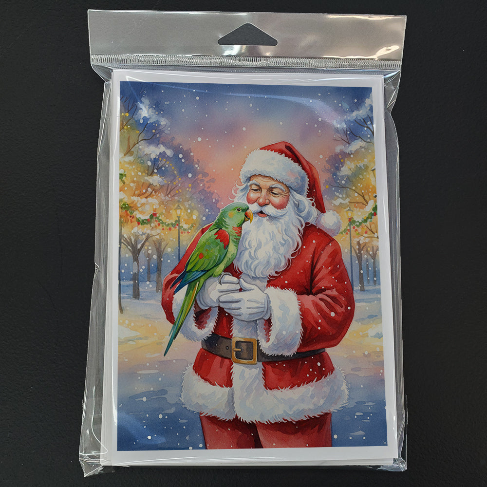 Male Eclectus with Santa Claus Greeting Cards Pack of 8 Blank Cards with Envelopes Whimsical A7 Size 5x7
