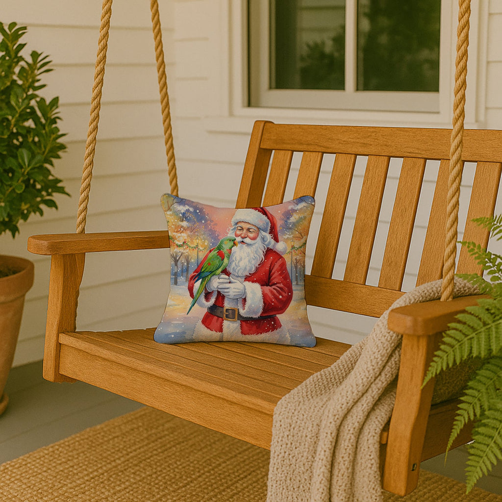 Male Eclectus with Santa Claus Decorative Throw Pillow 14x14 Indoor Outdoor Accent Cushion, Fabric Cover with Insert for Sofa, Bed, Porch & Living Room