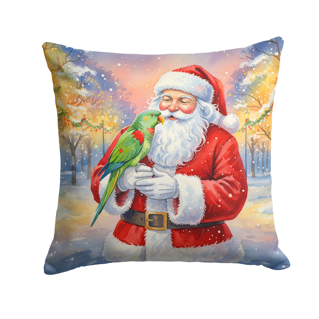 Male Eclectus with Santa Claus Decorative Throw Pillow 18x18 Indoor Outdoor Accent Cushion, Fabric Cover with Insert for Sofa, Bed, Porch & Living Room