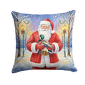Mallard with Santa Claus Decorative Throw Pillow 14x14 Indoor Outdoor Accent Cushion, Fabric Cover with Insert for Sofa, Bed, Porch & Living Room