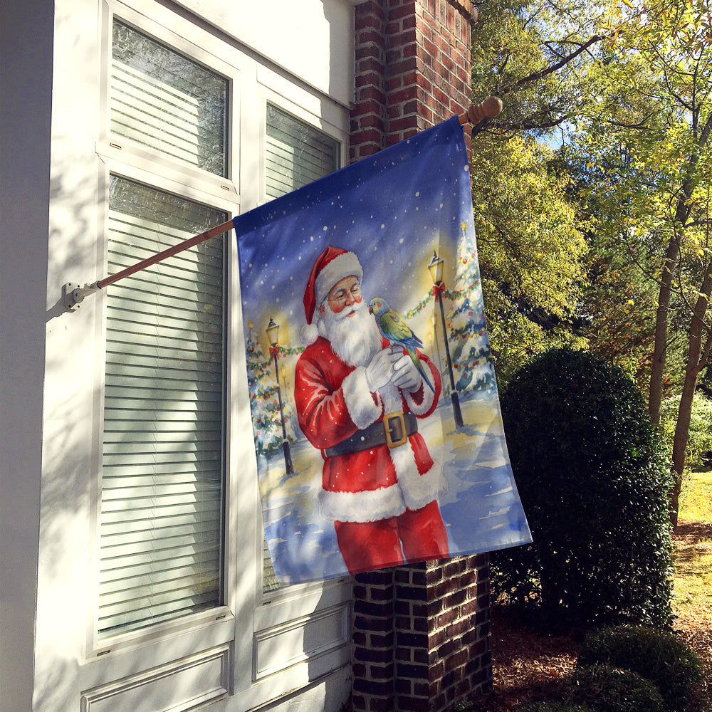 Meyer’s Parrot with Santa Claus House Flag 28x40 Porch Sleeve Pole Decorative Outside Yard Banner Artwork Wall Hanging, Polyester