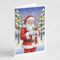 Parrotlet with Santa Claus Greeting Cards Pack of 8 Blank Cards with Envelopes Whimsical A7 Size 5x7
