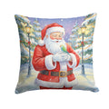 Parrotlet with Santa Claus Decorative Throw Pillow 14x14 Indoor Outdoor Accent Cushion, Fabric Cover with Insert for Sofa, Bed, Porch & Living Room