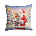 Pelican with Santa Claus Decorative Throw Pillow 14x14 Indoor Outdoor Accent Cushion, Fabric Cover with Insert for Sofa, Bed, Porch & Living Room