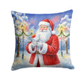 Pigeon with Santa Claus Decorative Throw Pillow 18x18 Indoor Outdoor Accent Cushion, Fabric Cover with Insert for Sofa, Bed, Porch & Living Room