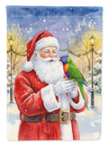Rainbow Lorikeet with Santa Claus House Flag 28x40 Porch Sleeve Pole Decorative Outside Yard Banner Artwork Wall Hanging, Polyester