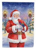 Red Lory with Santa Claus House Flag 28x40 Porch Sleeve Pole Decorative Outside Yard Banner Artwork Wall Hanging, Polyester