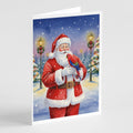 Red Lory with Santa Claus Greeting Cards Pack of 8 Blank Cards with Envelopes Whimsical A7 Size 5x7