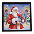 Red Lory with Santa Claus Framed Metal Print Bathroom, Kitchen, Office, Home Decor Wall Art Ready to Hang, Square, 8X8