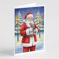 Red Bellied Parrot with Santa Claus Greeting Cards Pack of 8 Blank Cards with Envelopes Whimsical A7 Size 5x7