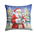 Red Bellied Parrot with Santa Claus Decorative Throw Pillow 14x14 Indoor Outdoor Accent Cushion, Fabric Cover with Insert for Sofa, Bed, Porch & Living Room