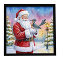 Roadrunner with Santa Claus Framed Metal Print Bathroom, Kitchen, Office, Home Decor Wall Art Ready to Hang, Square, 8X8