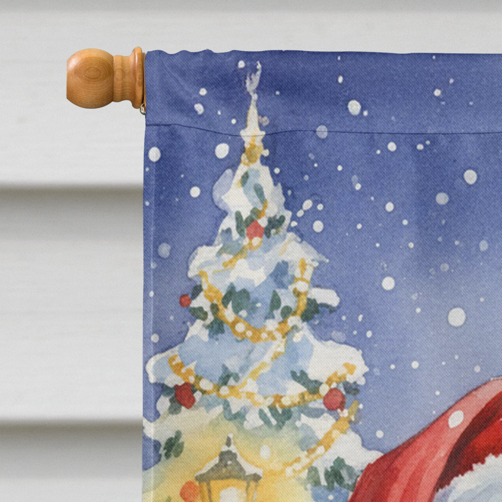 Robin with Santa Claus House Flag 28x40 Porch Sleeve Pole Decorative Outside Yard Banner Artwork Wall Hanging, Polyester