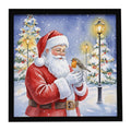 Robin with Santa Claus Framed Metal Print Bathroom, Kitchen, Office, Home Decor Wall Art Ready to Hang, Square, 8X8