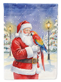 Scarlet Macaw with Santa Claus House Flag 28x40 Porch Sleeve Pole Decorative Outside Yard Banner Artwork Wall Hanging, Polyester