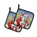 Senegal Parrot with Santa Claus Pot Holder Set of 2 Heat Resistant Quilted Hot Pads 7.5 x 7.5 Inch, Insulated Kitchen Trivets for Cooking & Baking