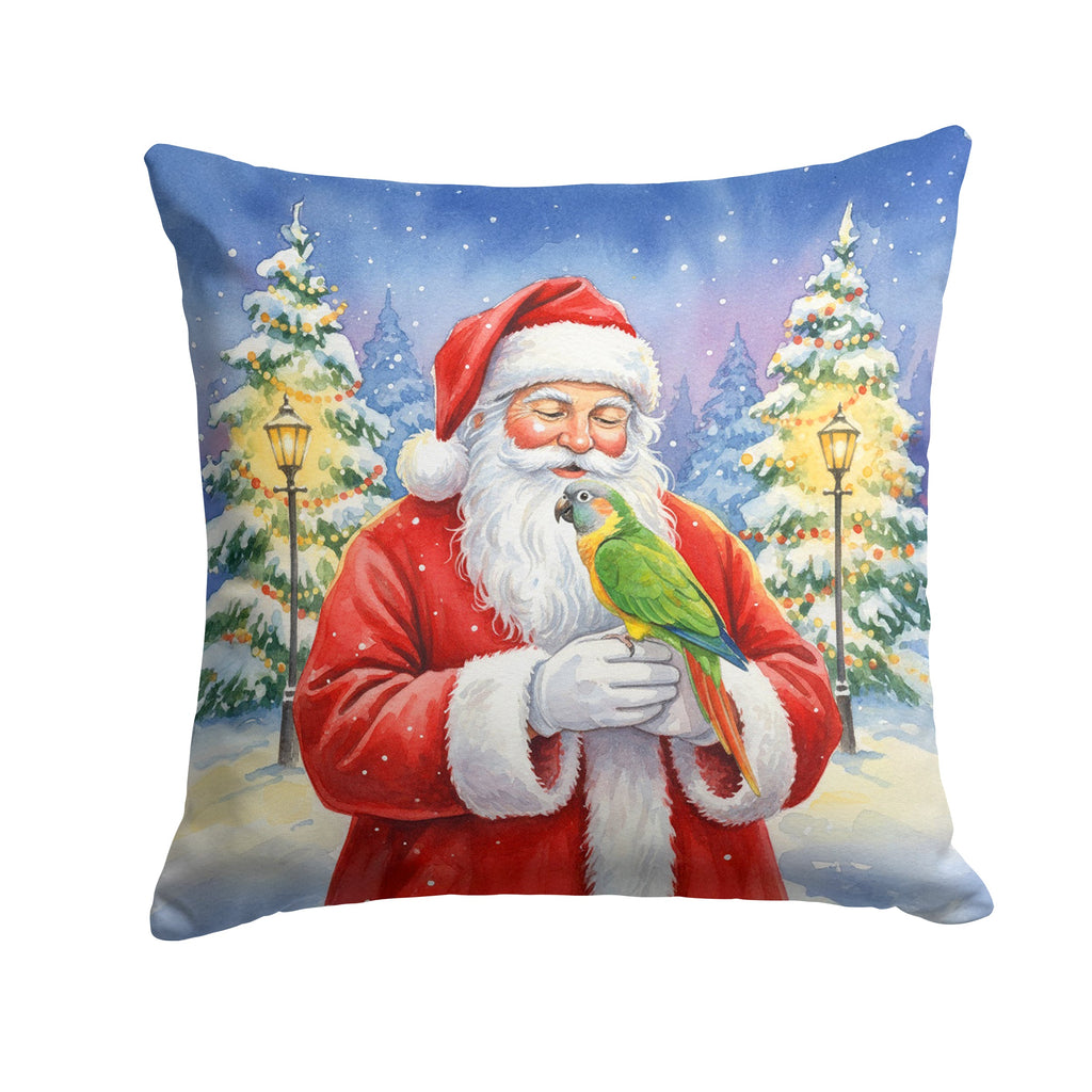 Senegal Parrot with Santa Claus Decorative Throw Pillow 18x18 Indoor Outdoor Accent Cushion, Fabric Cover with Insert for Sofa, Bed, Porch & Living Room