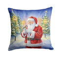 Society Finch with Santa Claus Decorative Throw Pillow 18x18 Indoor Outdoor Accent Cushion, Fabric Cover with Insert for Sofa, Bed, Porch & Living Room