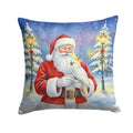 Sulphur Crested Cockatoo with Santa Claus Decorative Throw Pillow 14x14 Indoor Outdoor Accent Cushion, Fabric Cover with Insert for Sofa, Bed, Porch & Living Room