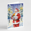 Sun Conure with Santa Claus Greeting Cards Pack of 8 Blank Cards with Envelopes Whimsical A7 Size 5x7
