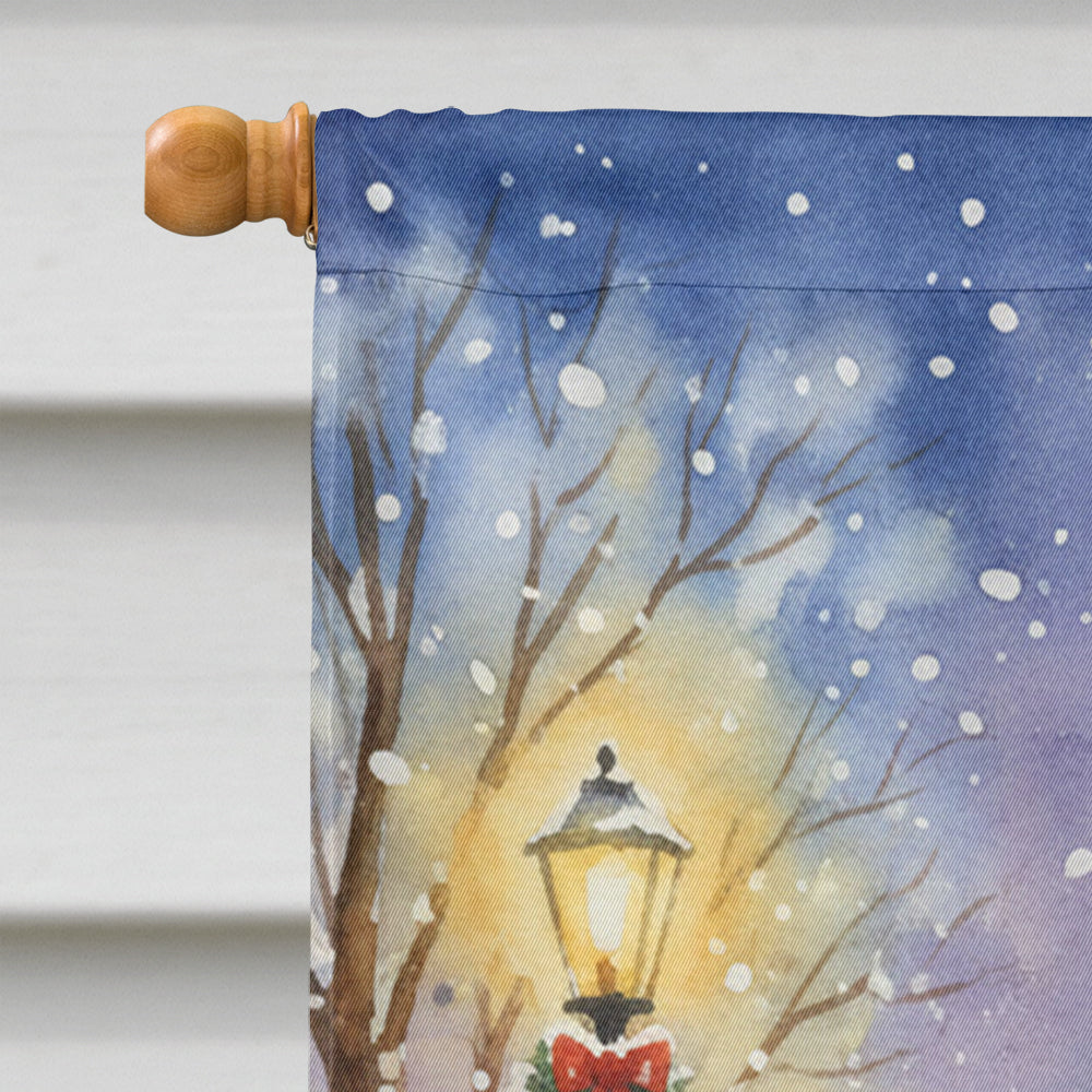 Swan with Santa Claus House Flag 28x40 Porch Sleeve Pole Decorative Outside Yard Banner Artwork Wall Hanging, Polyester