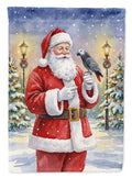 Timneh African Grey with Santa Claus House Flag 28x40 Porch Sleeve Pole Decorative Outside Yard Banner Artwork Wall Hanging, Polyester