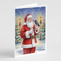 Timneh African Grey with Santa Claus Greeting Cards Pack of 8 Blank Cards with Envelopes Whimsical A7 Size 5x7