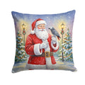 Timneh African Grey with Santa Claus Decorative Throw Pillow 14x14 Indoor Outdoor Accent Cushion, Fabric Cover with Insert for Sofa, Bed, Porch & Living Room