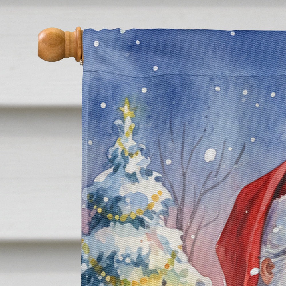 White Bellied Caique with Santa Claus House Flag 28x40 Porch Sleeve Pole Decorative Outside Yard Banner Artwork Wall Hanging, Polyester