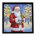 Woodpecker with Santa Claus Framed Metal Print Bathroom, Kitchen, Office, Home Decor Wall Art Ready to Hang, Square, 8X8