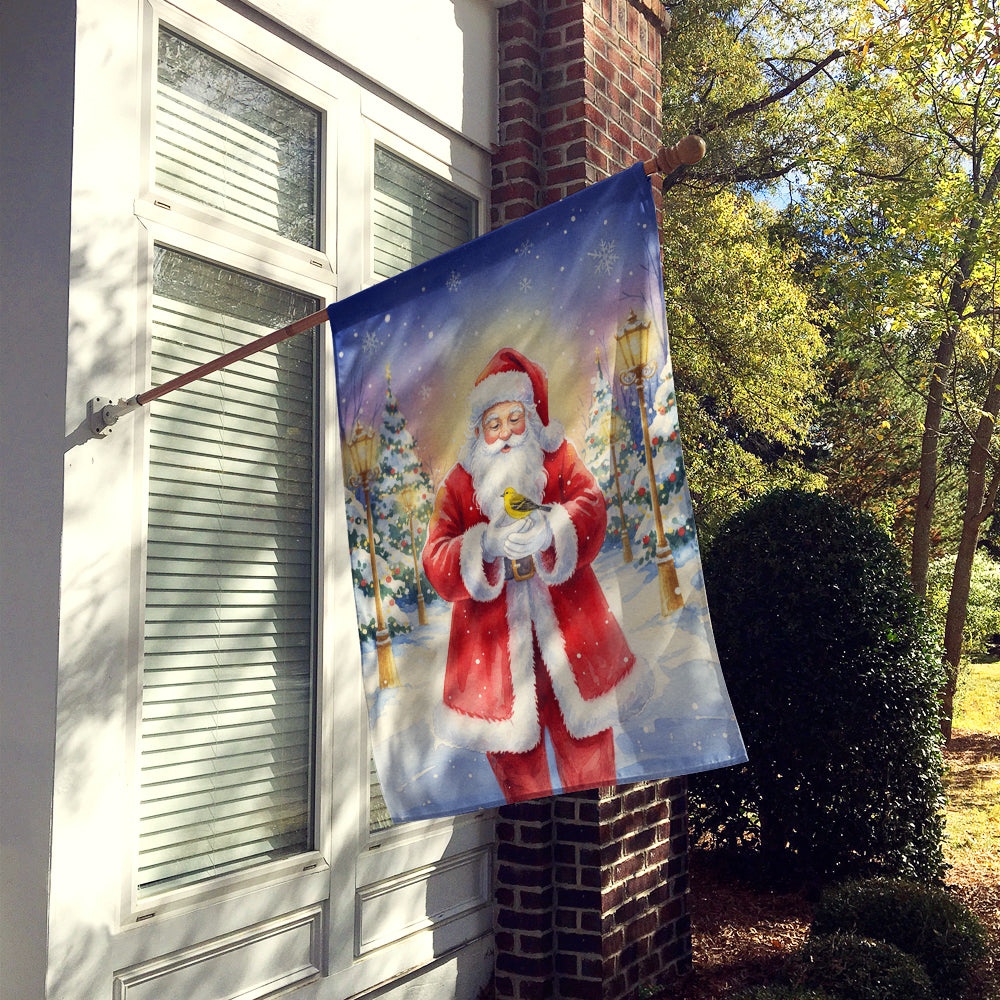 Yellowhammer with Santa Claus House Flag 28x40 Porch Sleeve Pole Decorative Outside Yard Banner Artwork Wall Hanging, Polyester