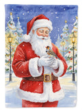 Zebra Finch with Santa Claus House Flag 28x40 Porch Sleeve Pole Decorative Outside Yard Banner Artwork Wall Hanging, Polyester
