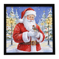 Zebra Finch with Santa Claus Framed Metal Print Bathroom, Kitchen, Office, Home Decor Wall Art Ready to Hang, Square, 8X8