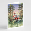 Cajun Santa Claus and the Accordion Gator Christmas Greeting Cards Pack of 8 Blank Cards with Envelopes Whimsical A7 Size 5x7