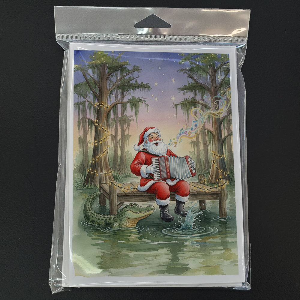 Cajun Santa Claus and the Accordion Gator Christmas Greeting Cards Pack of 8 Blank Cards with Envelopes Whimsical A7 Size 5x7