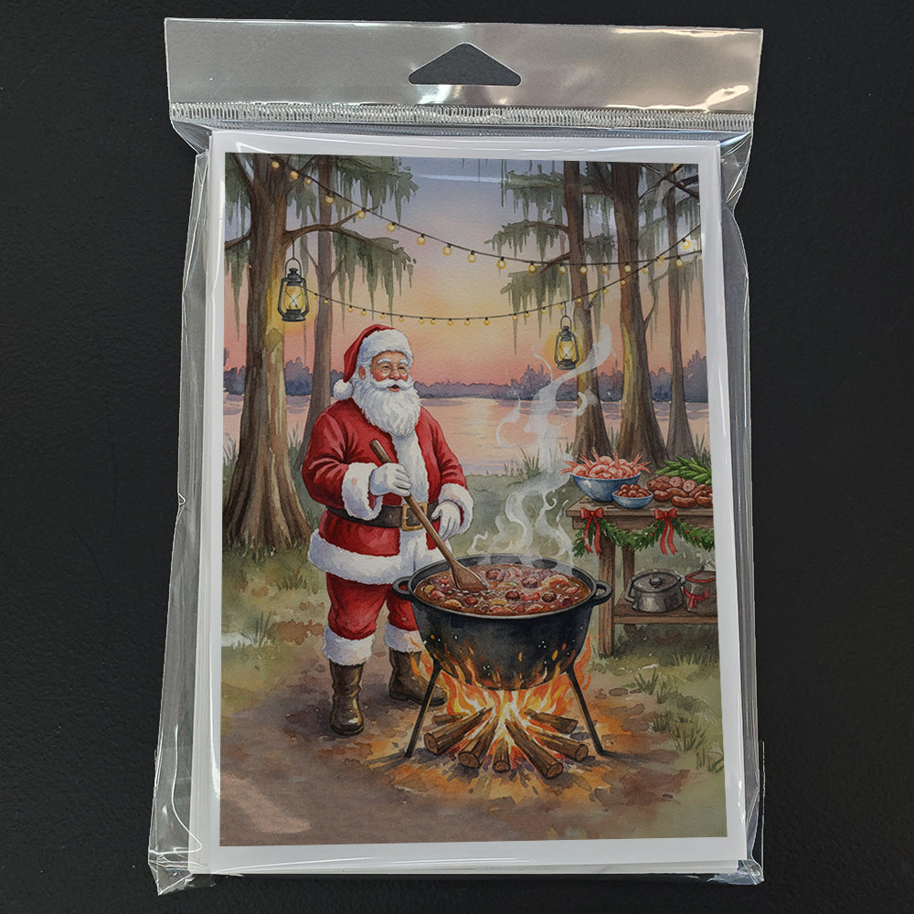 Cajun Santa Claus Cooking Gumbo Christmas Greeting Cards Pack of 8 Blank Cards with Envelopes Whimsical A7 Size 5x7