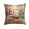 Cajun Santa Claus Cooking Gumbo Christmas Decorative Throw Pillow 14x14 Indoor Outdoor Accent Cushion, Fabric Cover with Insert for Sofa, Bed, Porch & Living Room