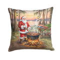 Cajun Santa Claus Cooking Gumbo Christmas Decorative Throw Pillow 18x18 Indoor Outdoor Accent Cushion, Fabric Cover with Insert for Sofa, Bed, Porch & Living Room