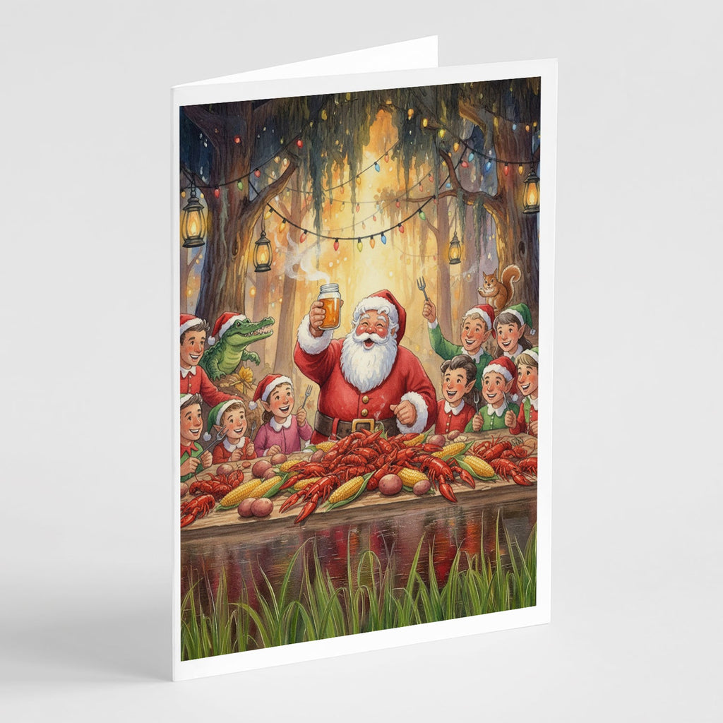Cajun Santa Claus Crawfish Boil Christmas Greeting Cards Pack of 8 Blank Cards with Envelopes Whimsical A7 Size 5x7